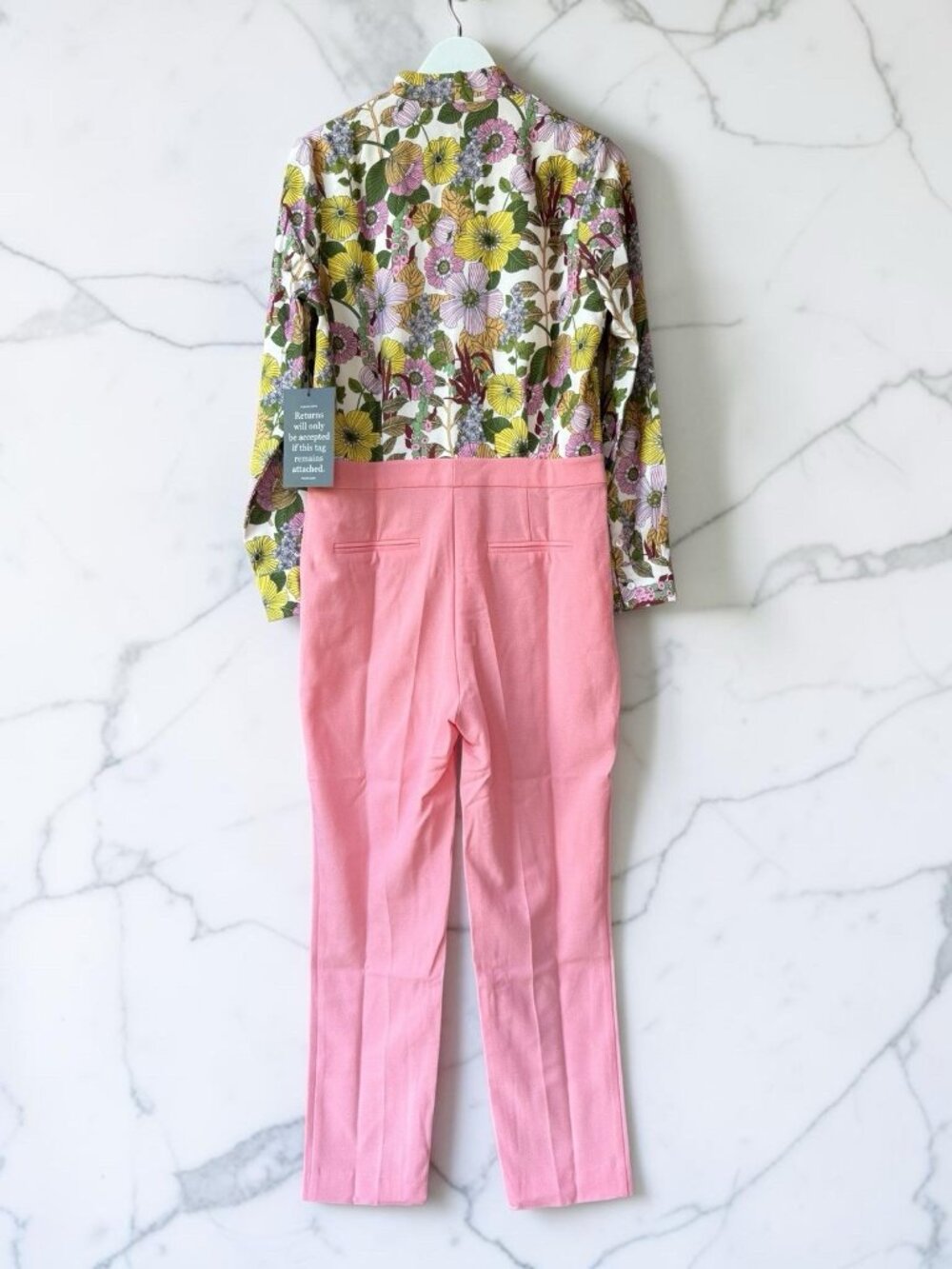 Tuckernuck Floral Jumpsuit Women Size 10 Pink Wide Leg Long Sleeve NWT - Picture 5 of 12